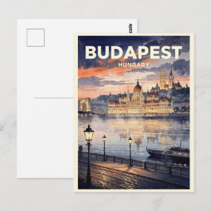 Budapest Ungarn Vintage Reise Postkarte