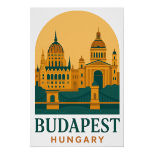 Budapest Ungarn Vintage-Reiseposter – Retro  Poster