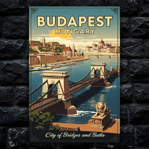 Budapest, Ungarn Vintage Travel Poster