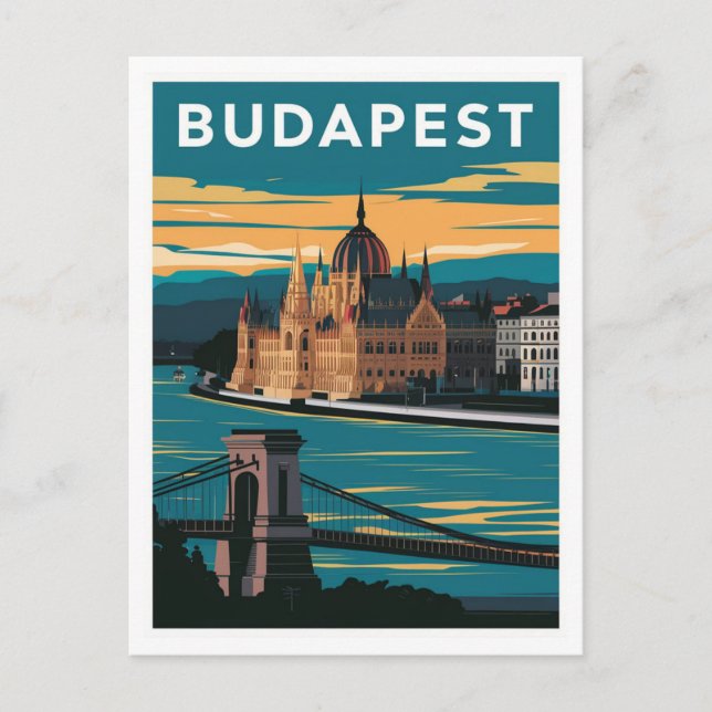 Budapest Ungarn Vintage Travel Postkarte (Vorderseite)