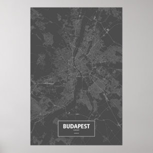 Budapest, Ungarn (weiß auf Schwarzem) Poster
