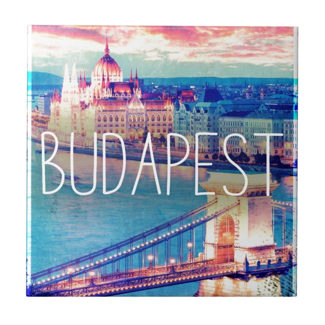 Budapest, vintage, Plakat Fliese (Vorderseite)