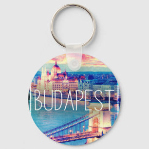 Budapest, vintage, Plakat Schlüsselanhänger
