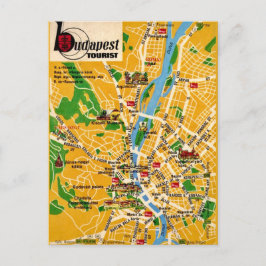 Budapest Vintage-Stadtplan Postkarte