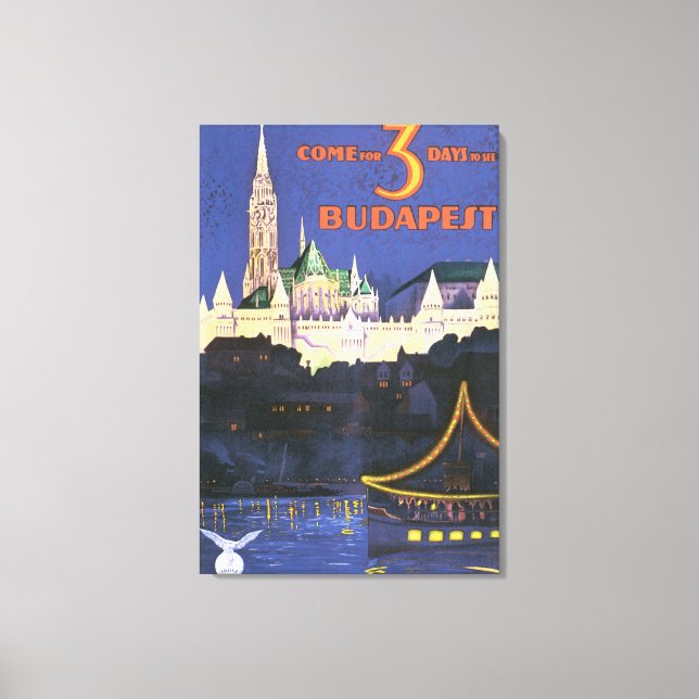 Budapest Vintage Travel Poster Leinwanddruck (Vorderseite)