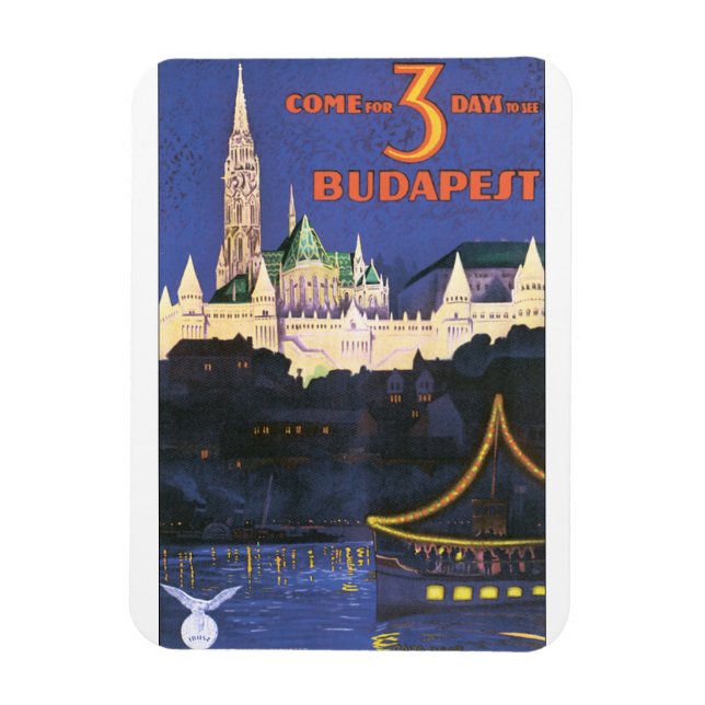 Budapest Vintage Travel Poster Magnet (Vertikal)