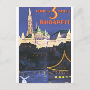 Budapest Vintage Travel Poster Postkarte