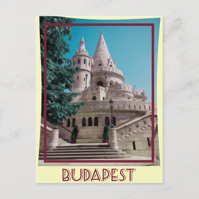 Budapest Vintage Travel Poster Postkarte (Vorderseite)