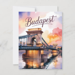 Budapest Wasserfarbkettenbrücke Postkarte