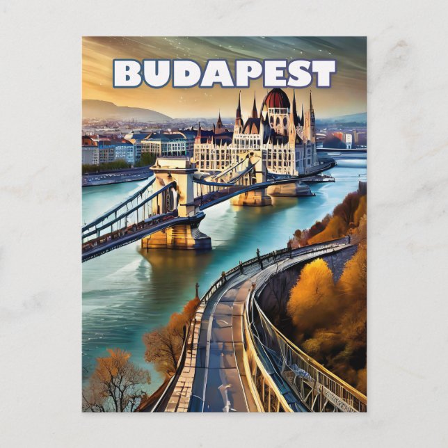 Budapest, wo Kultur und Kunst in Ha blühen Postkarte (Vorderseite)