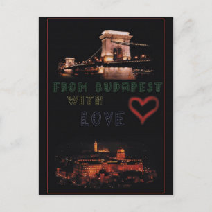 Budapester Collage auf schwarzem Hintergrund Postkarte