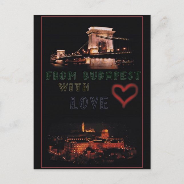 Budapester Collage auf schwarzem Hintergrund Postkarte (Vorderseite)