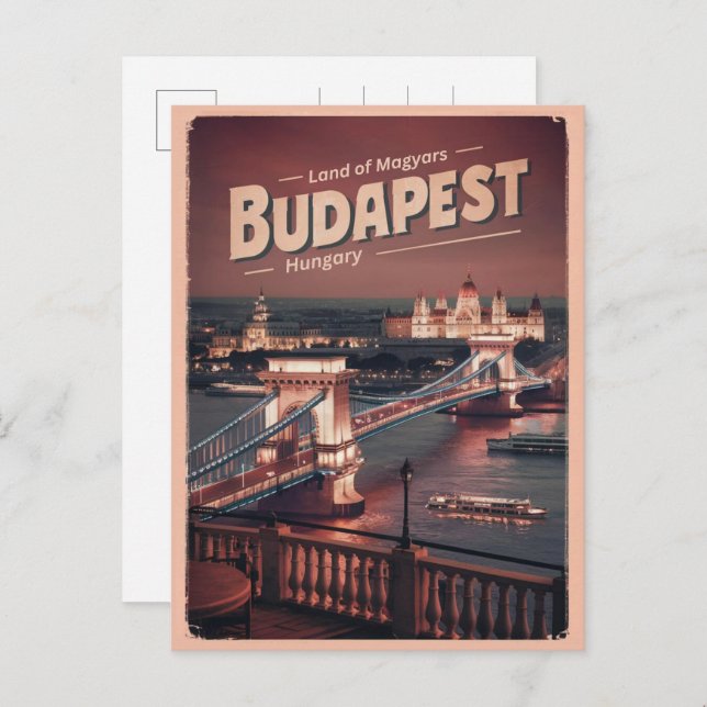 Budapester hungrige Vintage Freiheitsbrücke Gesche Postkarte (Vorne/Hinten)