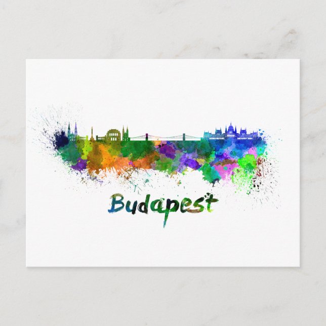 Budapester Skyline in Aquarellfarben Postkarte (Vorderseite)