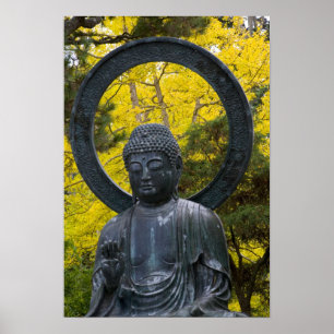 Budda Statue im Japanischen Garten Golden Poster