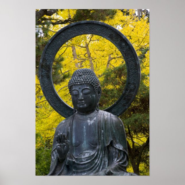 Budda Statue im Japanischen Garten Golden Poster (Vorne)
