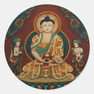 Buddha Amitabha mit Bodhisattvas Runder Aufkleber