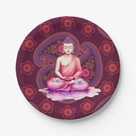 Buddha Aquarellfarben-Teller, Meditation / Yoga Pappteller