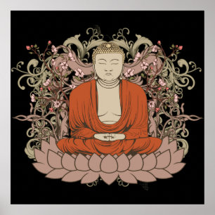 Buddha auf der Lotus-Blume Poster