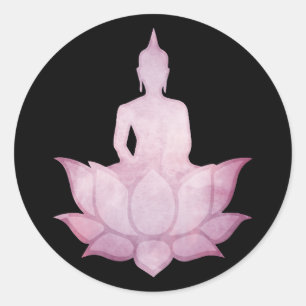 Buddha auf Lotus Pink Runder Aufkleber