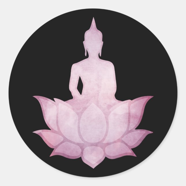 Buddha auf Lotus Pink Runder Aufkleber (Vorderseite)