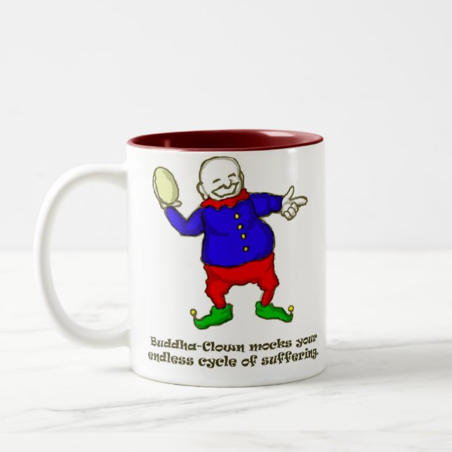 Buddha-Clown Zweifarbige Tasse (Links)