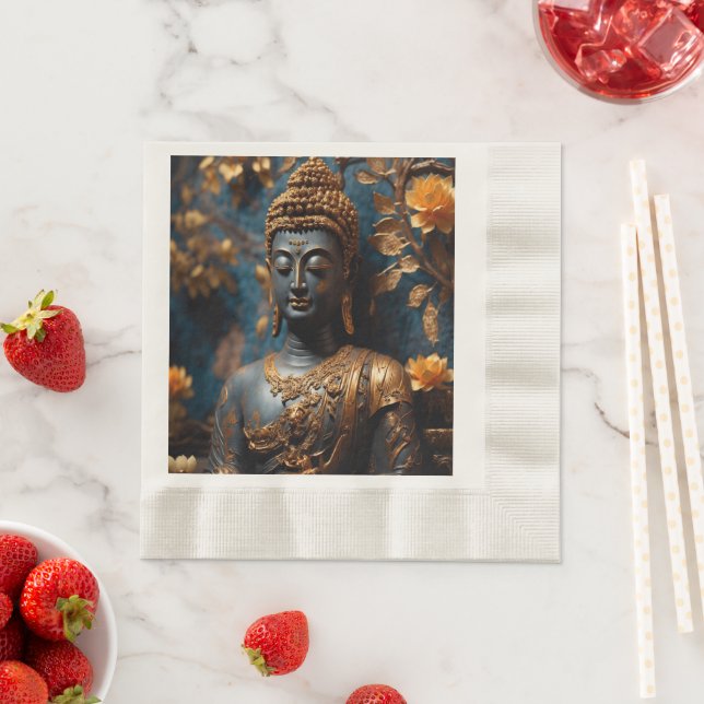 Buddha Coined Luncheon Ecru Paper Napkins  Serviette (Beispiel)