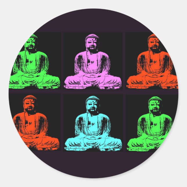 Buddha Collage Runder Aufkleber (Vorderseite)