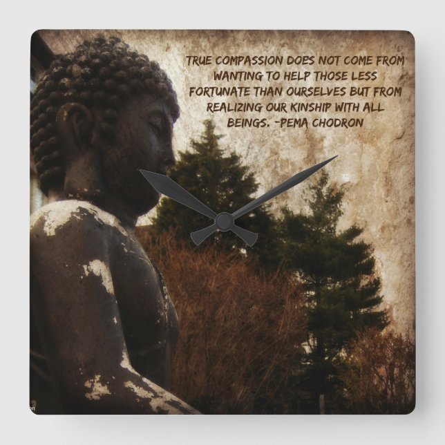 Buddha & Compassion Quote Quadratische Wanduhr (Vorderseite)