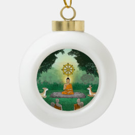 Buddha, Dharma, Sangha Weihnachtsschmuck Keramik Kugel-Ornament