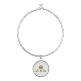 Buddha Dharma Wheel & Deers Bangle Bracelet Armreif