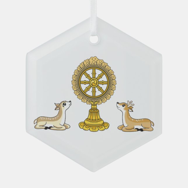 Buddha Dharma Wheel & Deers Ornament (Vorderseite)