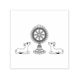 Buddha Dharma Wheel & Deers Selbstfarbige Briefmar Permastempel