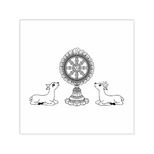 Buddha Dharma Wheel & Deers Selbstfarbige Briefmar Permastempel