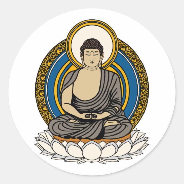 Buddha Dhyana Mudra Runder Aufkleber (Vorderseite)