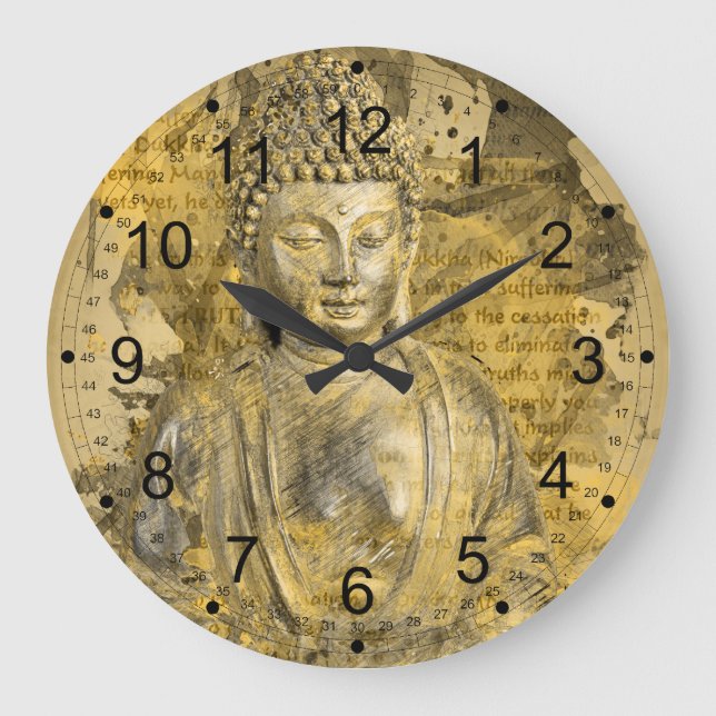 Buddha die noblen Wahrheiten Große Wanduhr (Vorderseite)