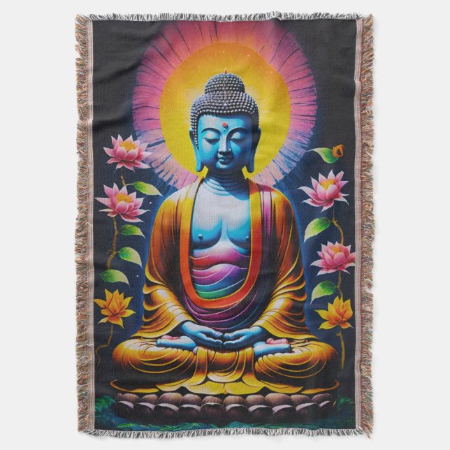 Buddha - Erblühende Achtsamkeit Decke (Vorderseite Vertikal)