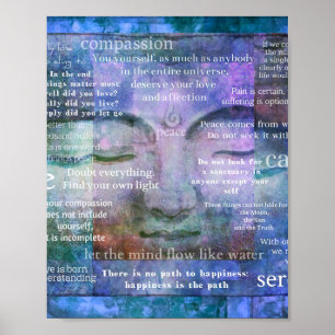 Buddha Erwachen spirituelle Kunst mit Zitaten Poster