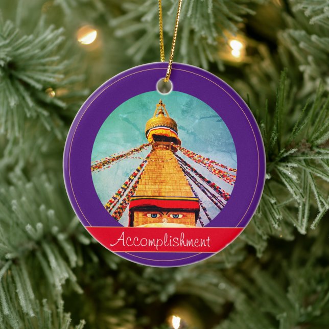 Buddha Eyes & Accomplishment - Boudhanath Stupa Keramik Ornament (Baum)