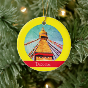Buddha Eyes & Hingabe - Boudhanath Stupa Nepal Keramik Ornament