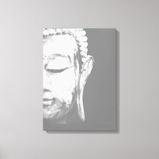 Buddha Face Schwarz-weiße Leinwand Print