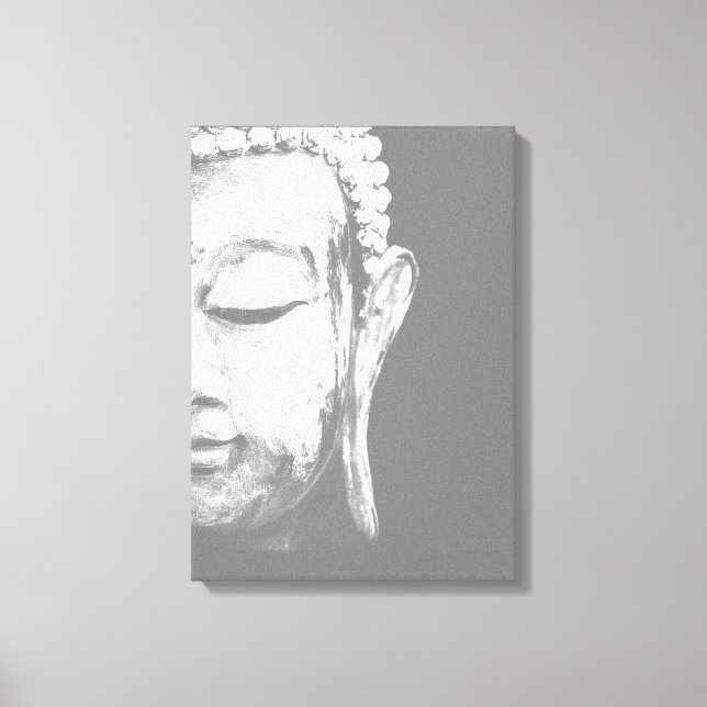 Buddha Face Schwarz-weiße Leinwand Print (Vorderseite)