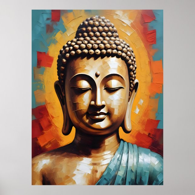 Buddha farbenfrohe Malerei - Moderne Kunst Poster (Vorne)