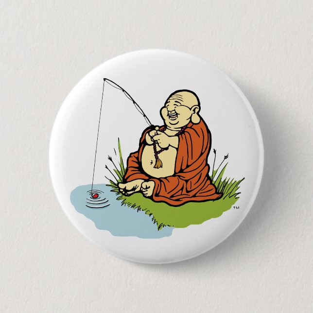 Buddha-Fischen-Knopf Button (Vorderseite)
