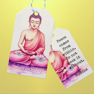 Buddha Geburtstag, Wasserfarbe, Meditation / Yoga  Geschenkanhänger