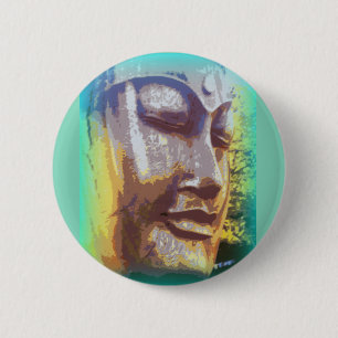 Buddha Gesicht grün Button