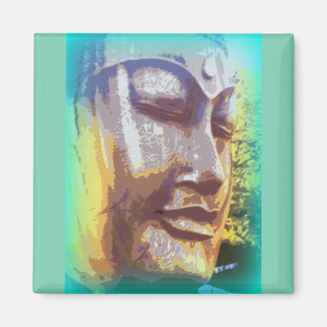 Buddha Gesicht grün Magnet (Vorne)