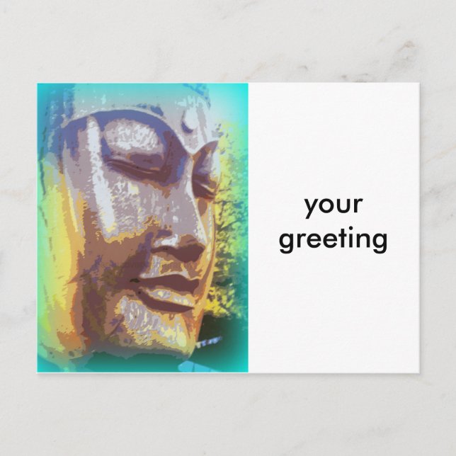 Buddha Gesicht grün Postkarte (Vorderseite)