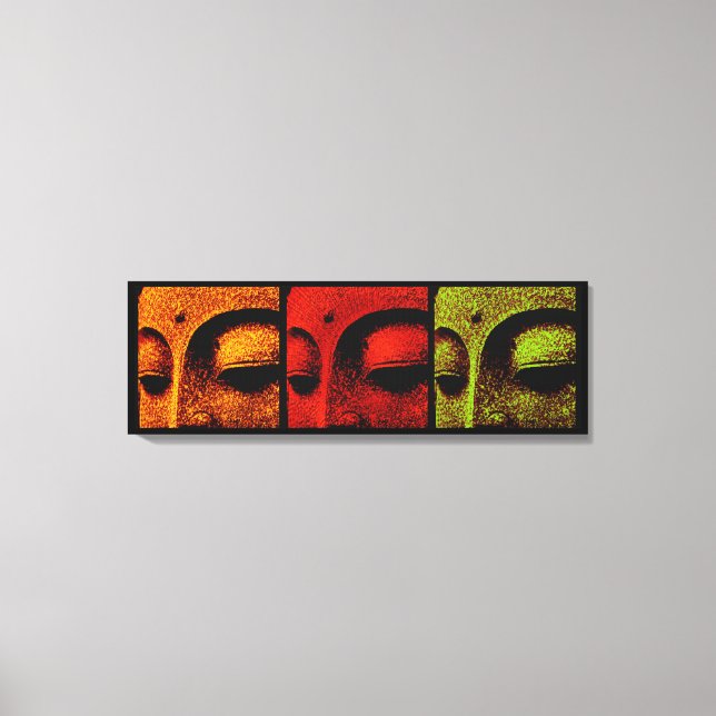 Buddha-Gesichter Triptychon Kunst Leinwand (Vorderseite)