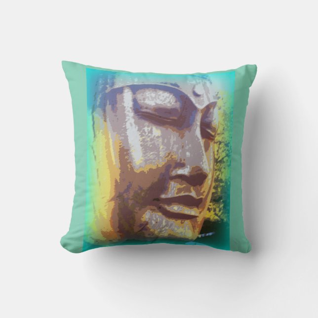 Buddha Gesichtsgrün Kissen (Vorderseite)